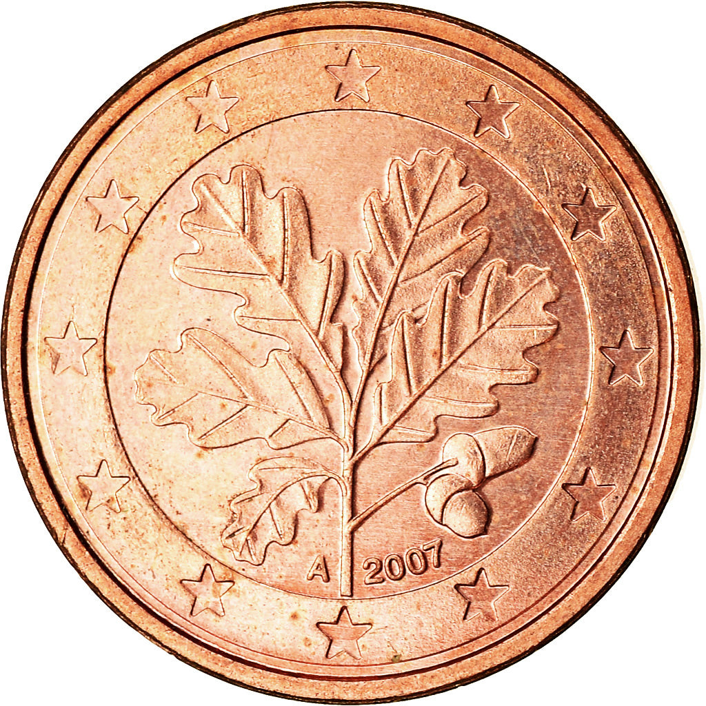 ALEMANHA - REPÚBLICA FEDERAL, Euro Cent, 2007, MS(63), Aço Cromado a Cobre