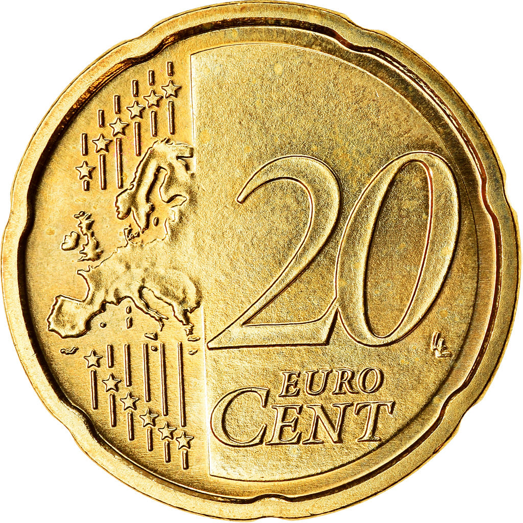 ALEMANHA - REPÚBLICA FEDERAL, 20 Euro Cent, 2007, MS(63), Latão, KM:255