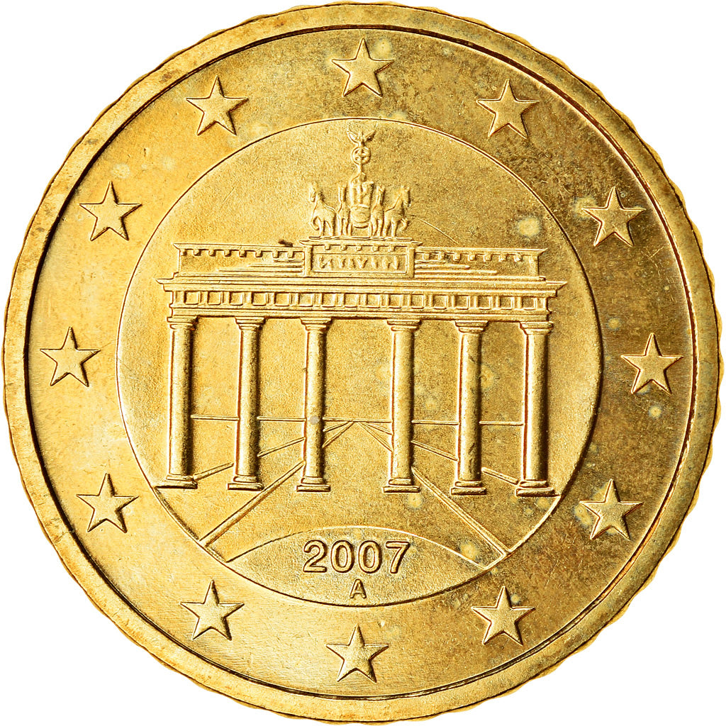 GERMANY - FEDERAL REPUBLIC, 50 Euro Cent, 2007, MS(63), Brass, KM:256