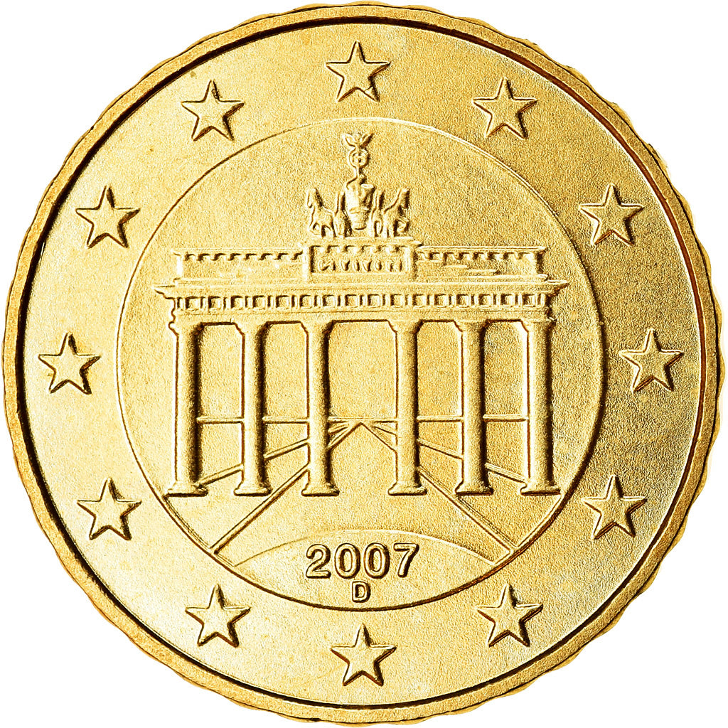 GERMANY - FEDERAL REPUBLIC, 10 Euro Cent, 2007, MS(63), Brass, KM:254