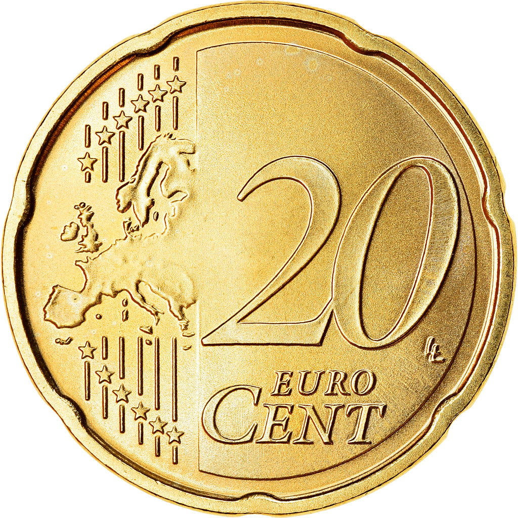 ALEMANHA - REPÚBLICA FEDERAL, 20 Euro Cent, 2007, MS(63), Latão, KM:255