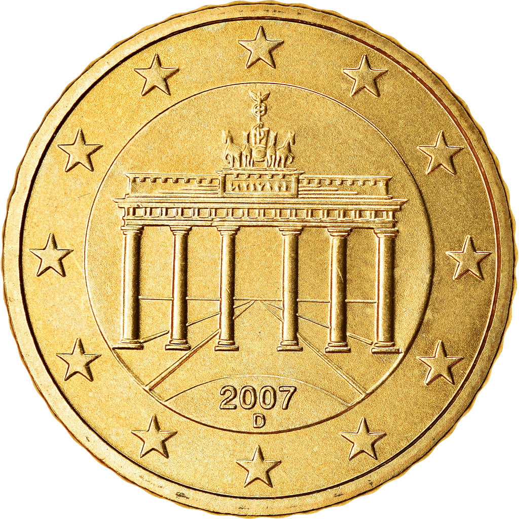 GERMANY - FEDERAL REPUBLIC, 50 Euro Cent, 2007, MS(63), Brass, KM:256