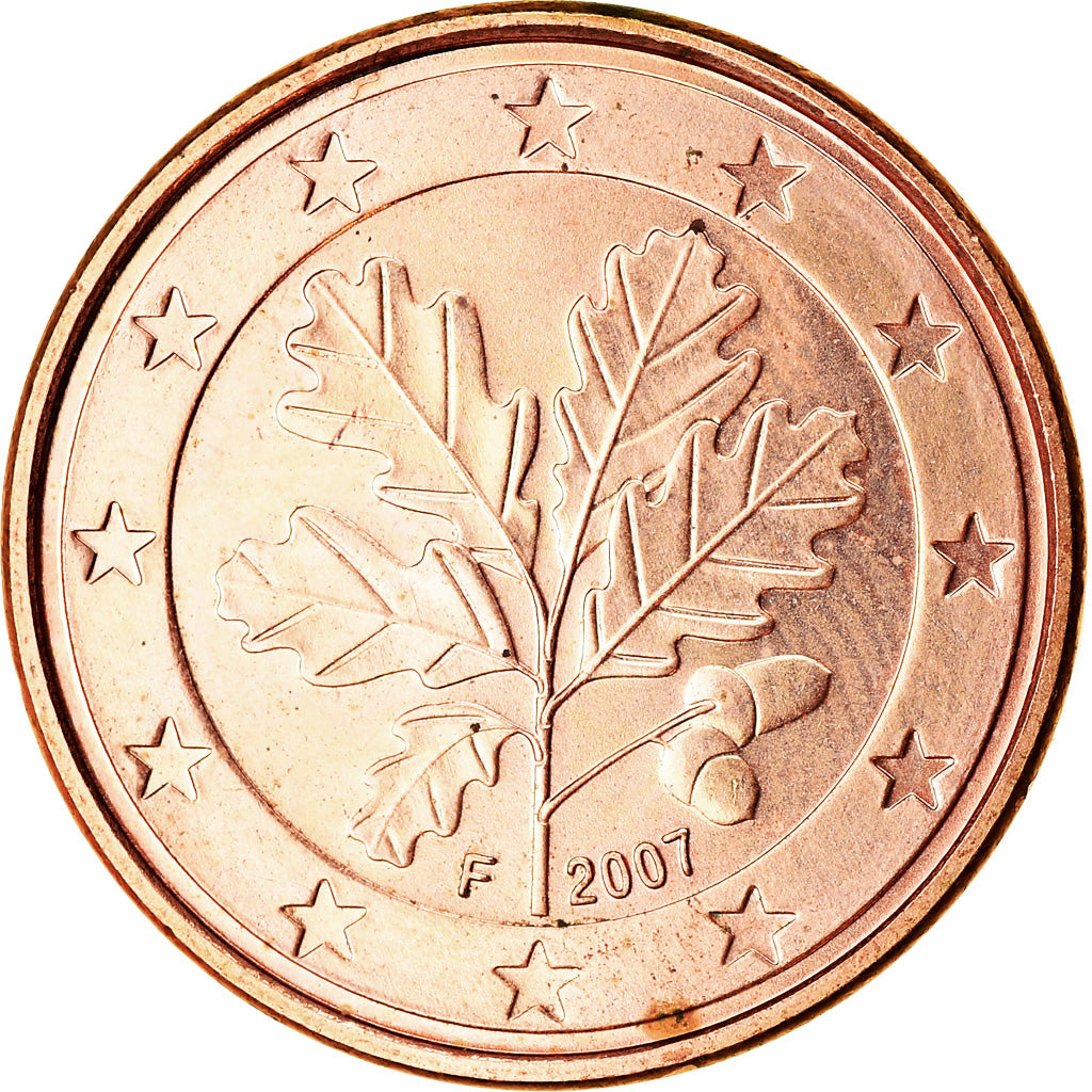 Niemcy - RFN, 5 Euro Cent, 2007, Stuttgart, MS(63), Miedź platerowana stalą