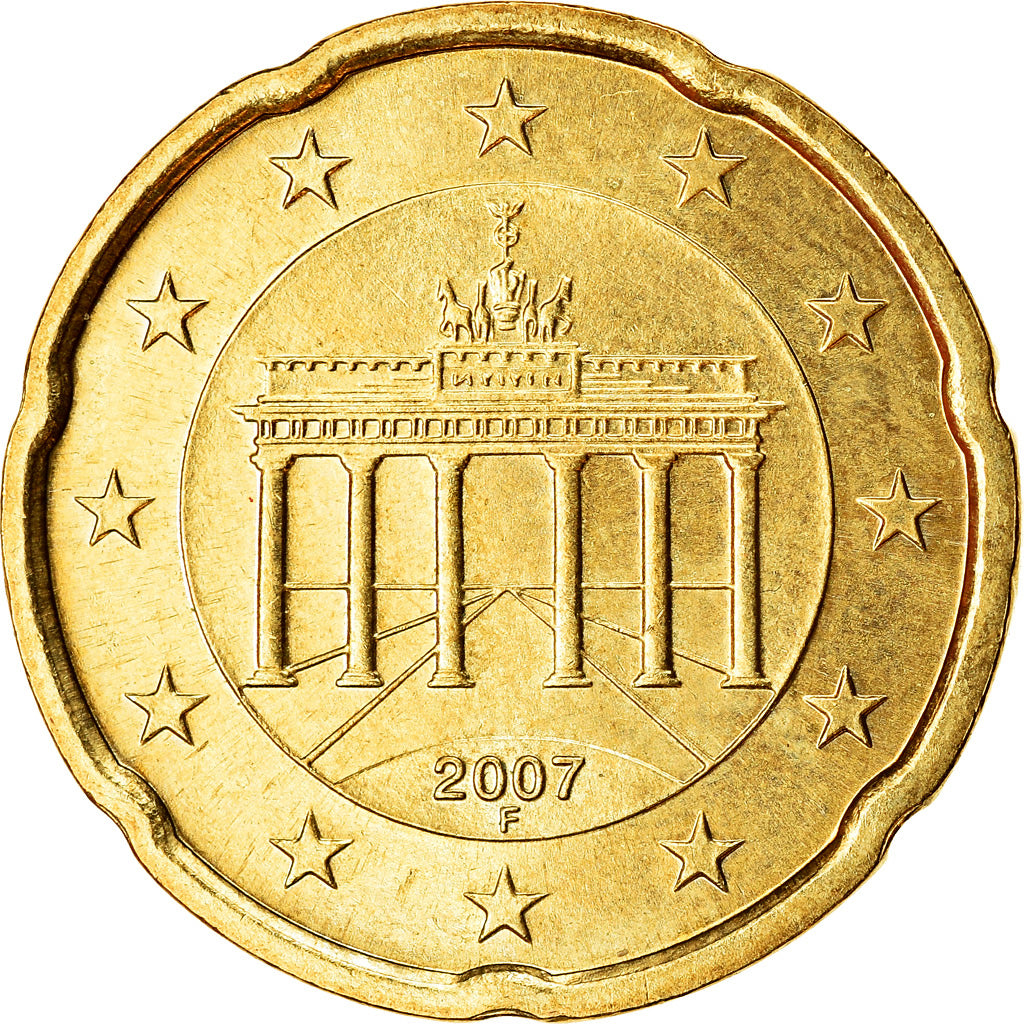 GERMANY - FEDERAL REPUBLIC, 20 Euro Cent, 2007, MS(63), Brass, KM:255