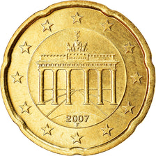 GERMANY - FEDERAL REPUBLIC, 20 Euro Cent, 2007, MS(63), Brass, KM:255