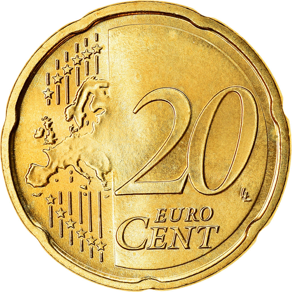 ALEMANHA - REPÚBLICA FEDERAL, 20 Euro Cent, 2007, MS(63), Latão, KM:255