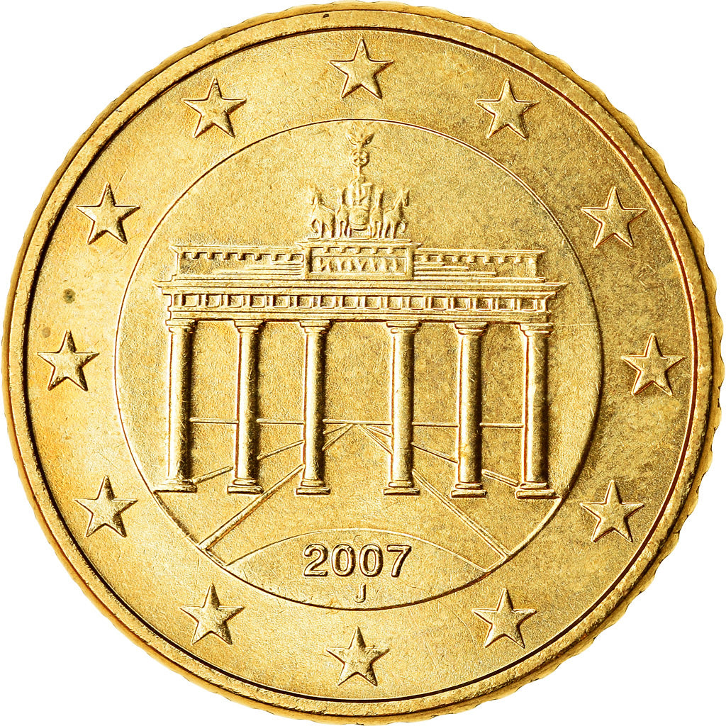 GERMANY - FEDERAL REPUBLIC, 50 Euro Cent, 2007, MS(63), Brass, KM:256