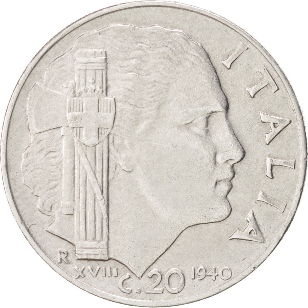 Italia, Vittorio Emanuele III, 20 Centesimi, 1940, Rome, BB, Acciaio inossida...