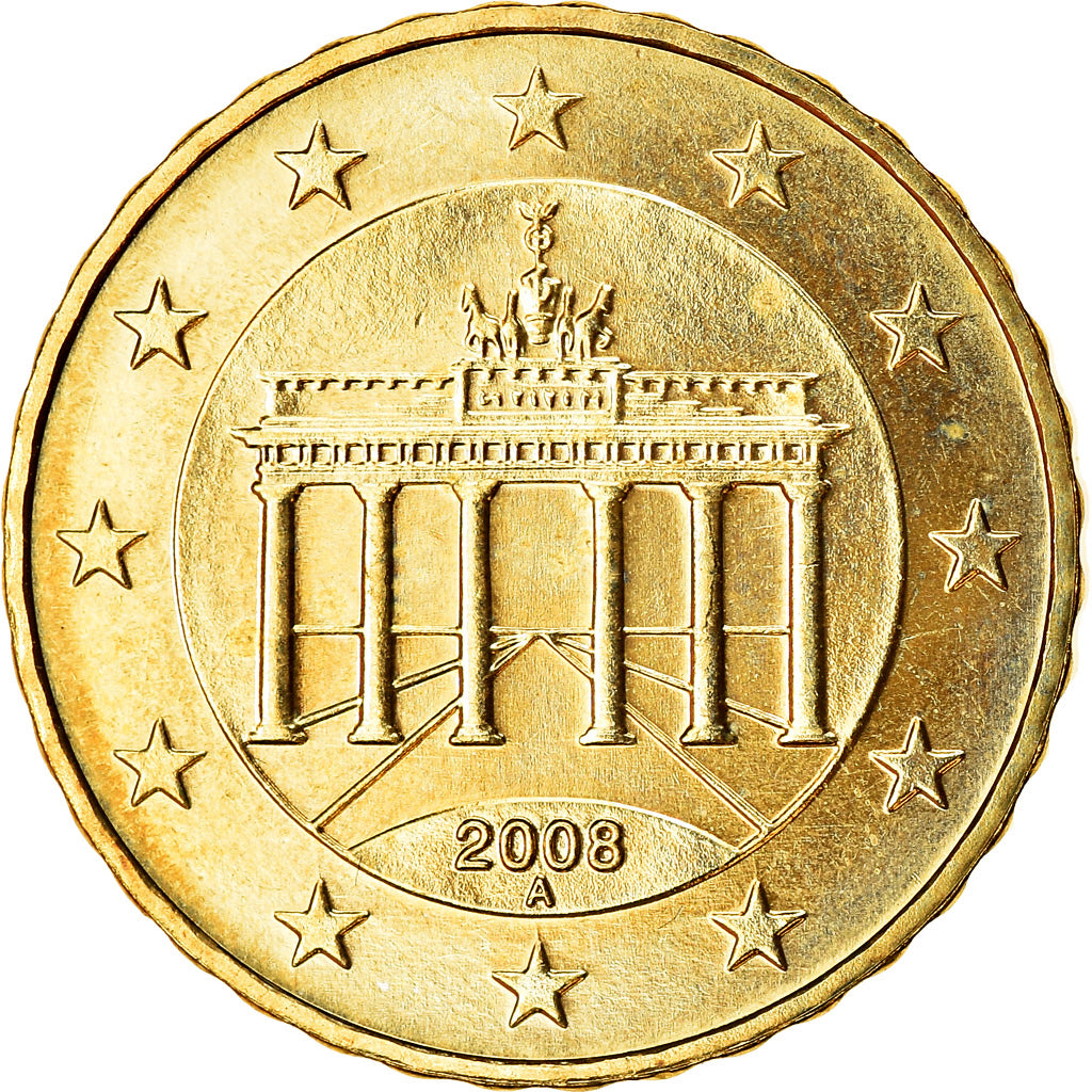 ALEMANHA - REPÚBLICA FEDERAL, 10 Euro Cent, 2008, MS(63), Latão, KM:254
