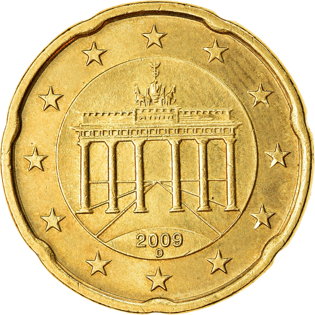 GERMANIA - REPUBBLICA FEDERALE, 20 Euro Cent, 2009, SPL-, Ottone, KM:255