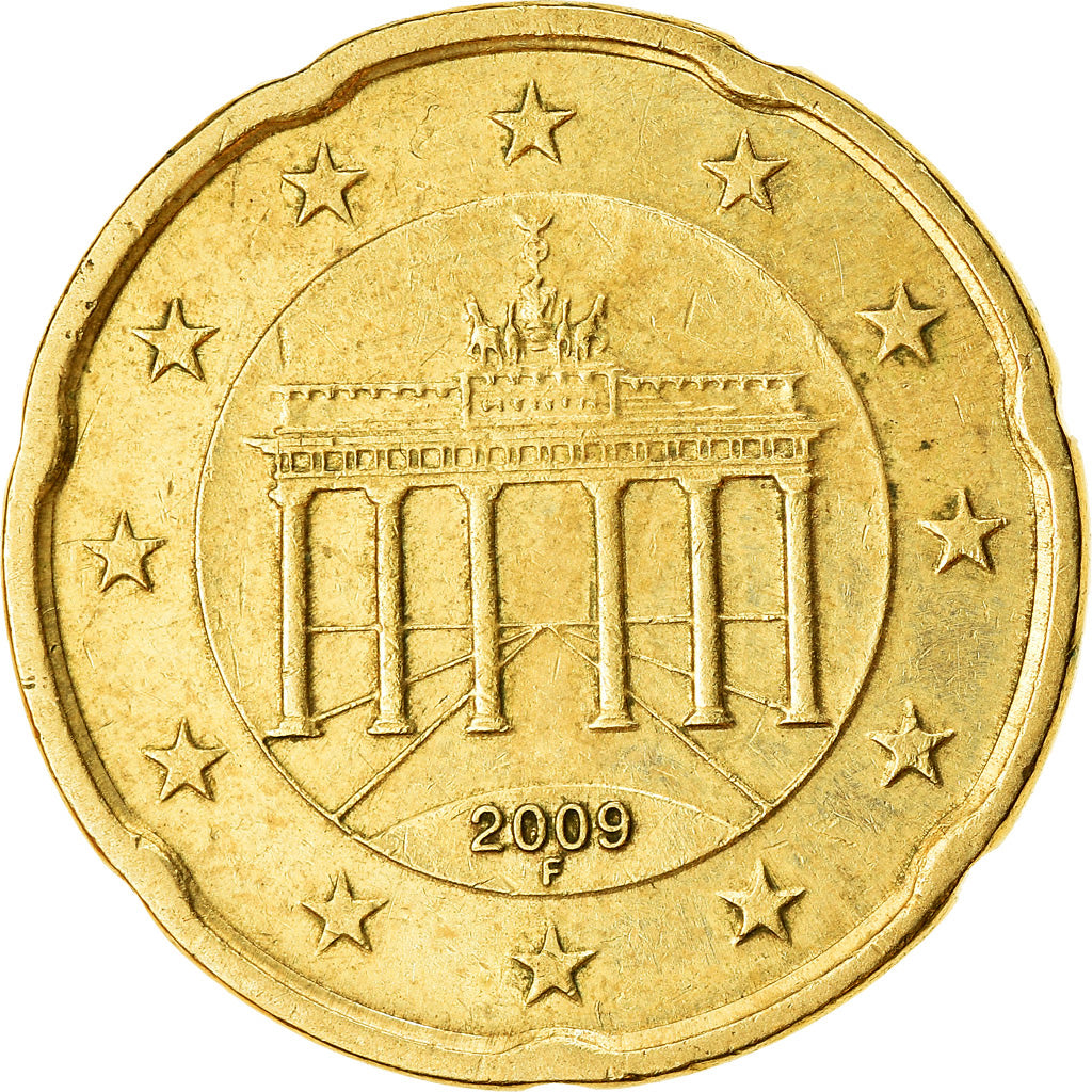 ALEMANHA - REPÚBLICA FEDERAL, 20 Euro Cent, 2009, AU(55-58), Latão, KM:255