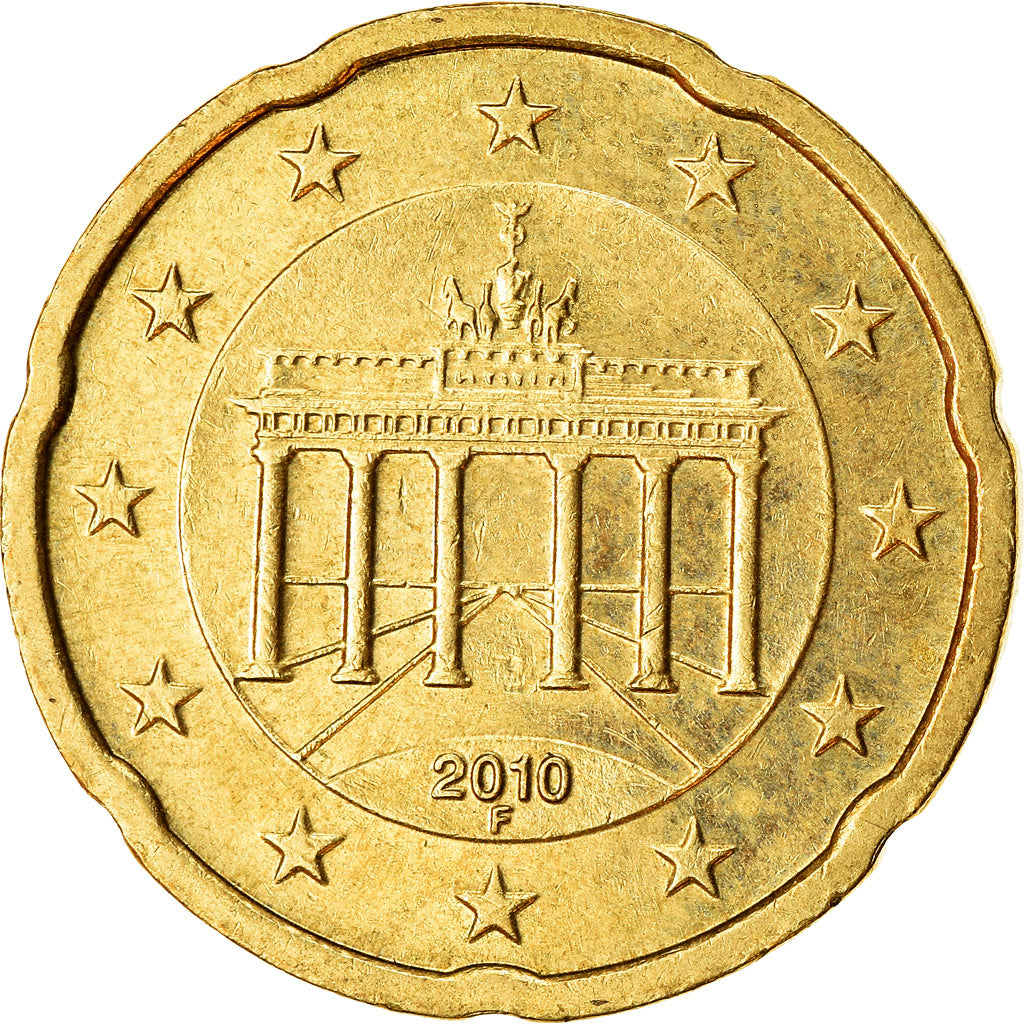 ALEMANIA - REPÚBLICA FEDERAL, 20 Euro Cent, 2010, EBC, Latón, KM:255