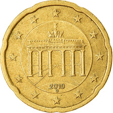 GERMANY - FEDERAL REPUBLIC, 20 Euro Cent, 2010, EF(40-45), Brass, KM:255
