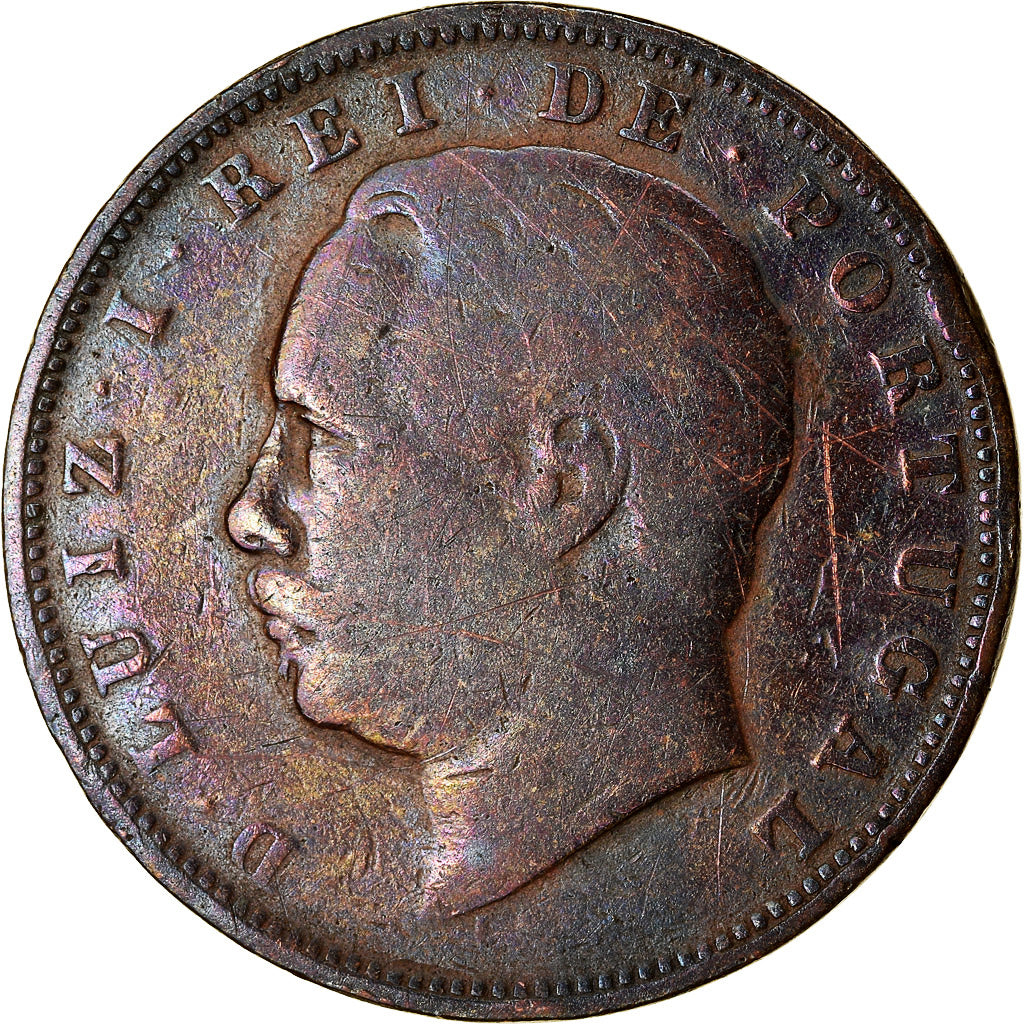 Coin, Portugal, Luiz I, 10 Reis, 1885, VF(20-25), Bronze, KM:526