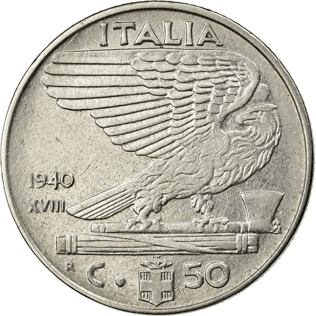 Coin, Italy, Vittorio Emanuele III, 50 Centesimi, 1940, Rome, AU(50-53)
