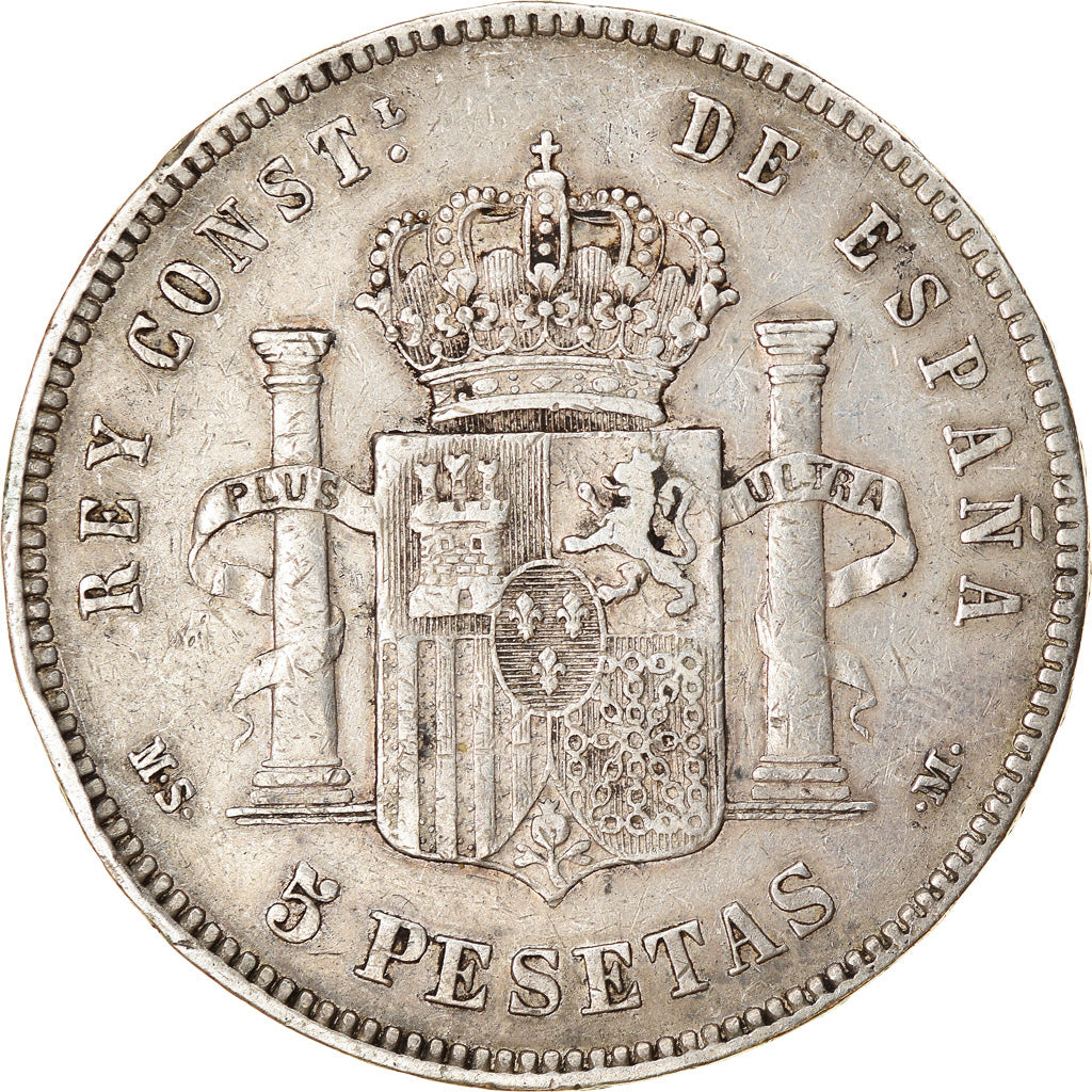 Munten, Spanje, Alfonso XII, 5 Pesetas, 1885, Madrid, ZF, Zilver, KM:688