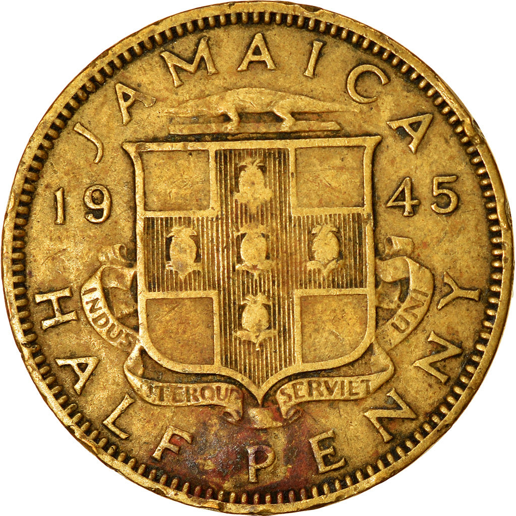 Moneta, Giamaica, George VI, 1/2 Penny, 1945, MB+, Nichel-ottone, KM:31