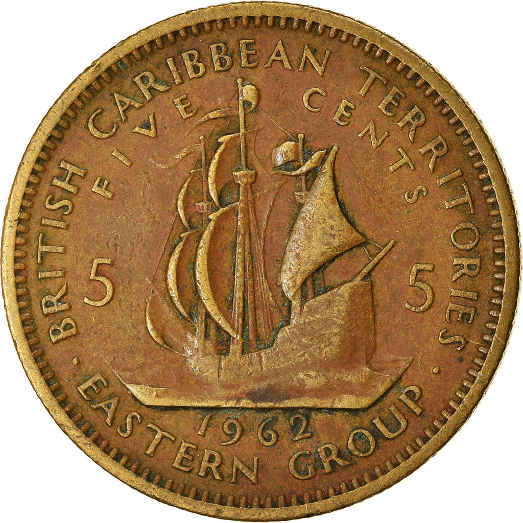Monnaie, Etats des caraibes orientales, Elizabeth II, 5 Cents, 1962, TB+