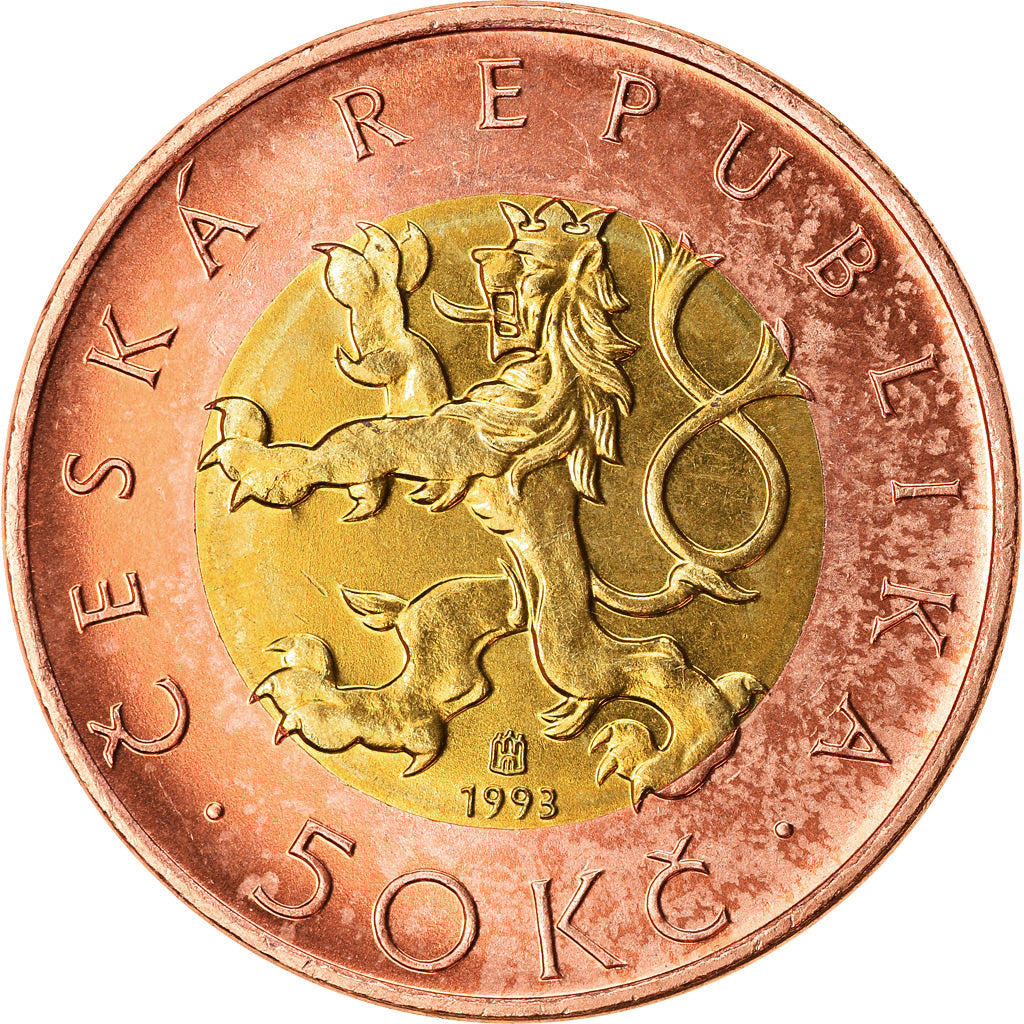 Moneda, República Checa, 50 Korun, 1993, SC, Bimetálico, KM:1