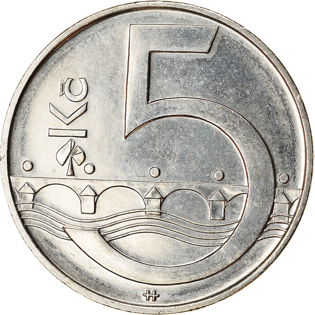 Coin, Czech Republic, 5 Korun, 2002, MS(63), Nickel plated steel, KM:8