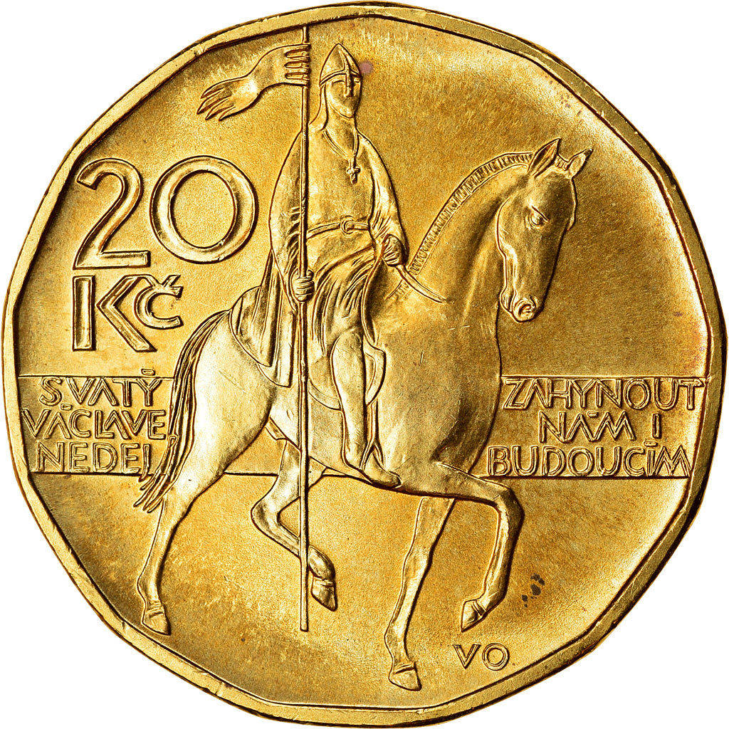 Coin, Czech Republic, 20 Korun, 2002, MS(63), Brass plated steel, KM:5