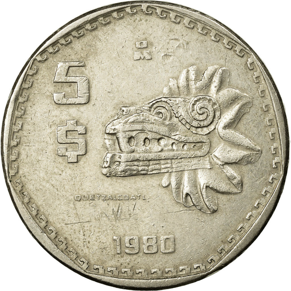 Coin, Mexico, 5 Pesos, 1980, Mexico City, EF(40-45), Copper-nickel, KM:485