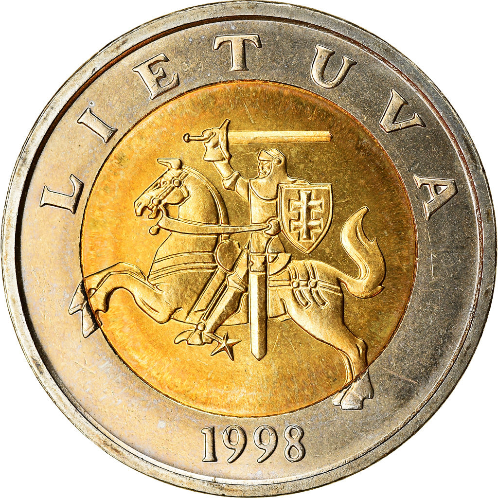 Moneta, Lituania, 5 Litai, 1998, SPL-, Bi-metallico, KM:113