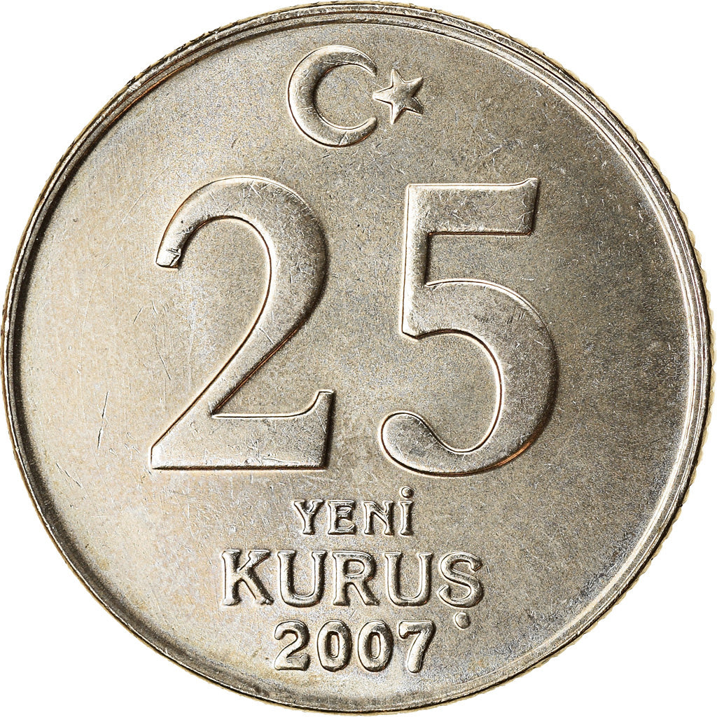 Monnaie, Turquie, 25 New Kurus, 2007, Istanbul, SPL, Copper-Nickel-Zinc, KM:1167