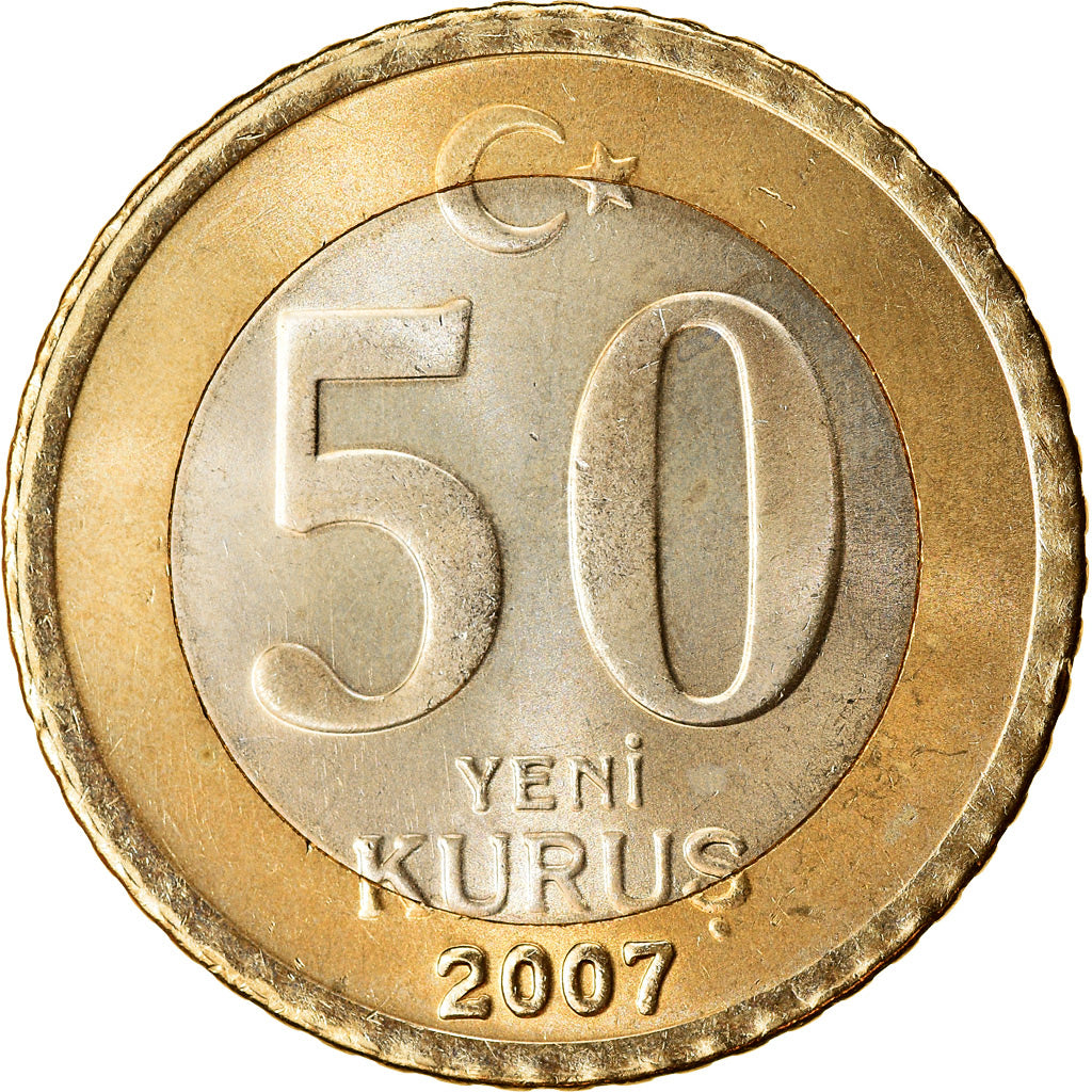 Moneta, Turchia, 50 New Kurus, 2007, Istanbul, SPL, Bi-metallico, KM:1168