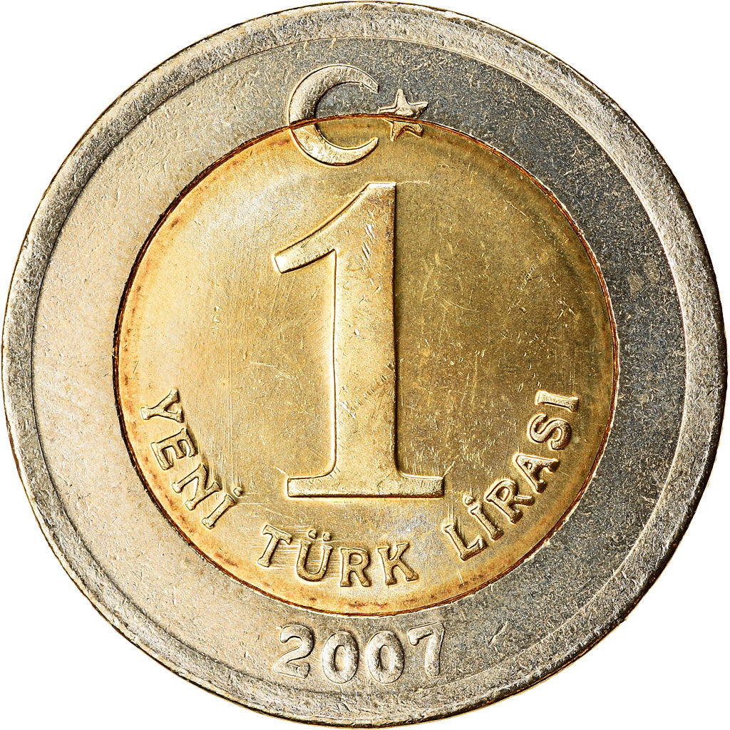 Coin, Turkey, New Lira, 2007, Istanbul, MS(63), Bi-Metallic, KM:1169