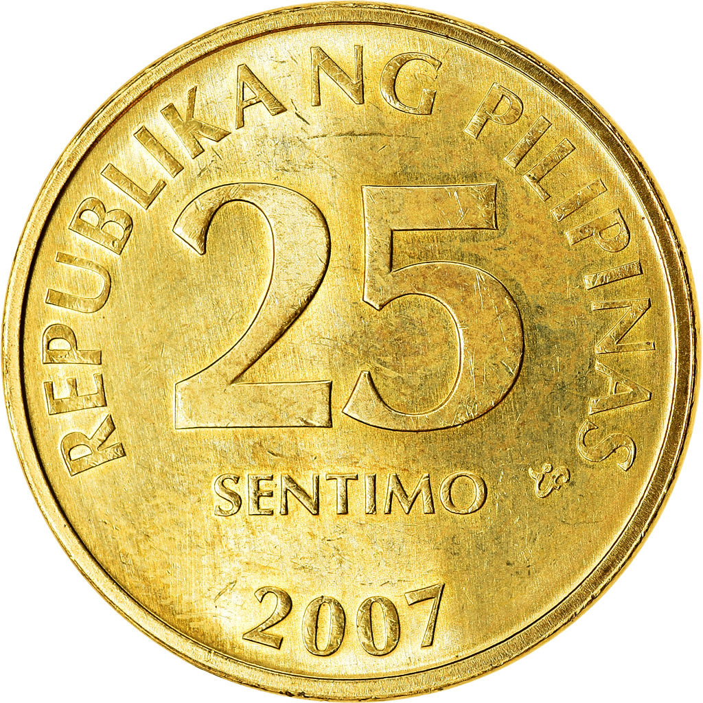 Moneta, Filippine, 25 Sentimos, 2007, SPL, Acciaio placcato ottone, KM:271a