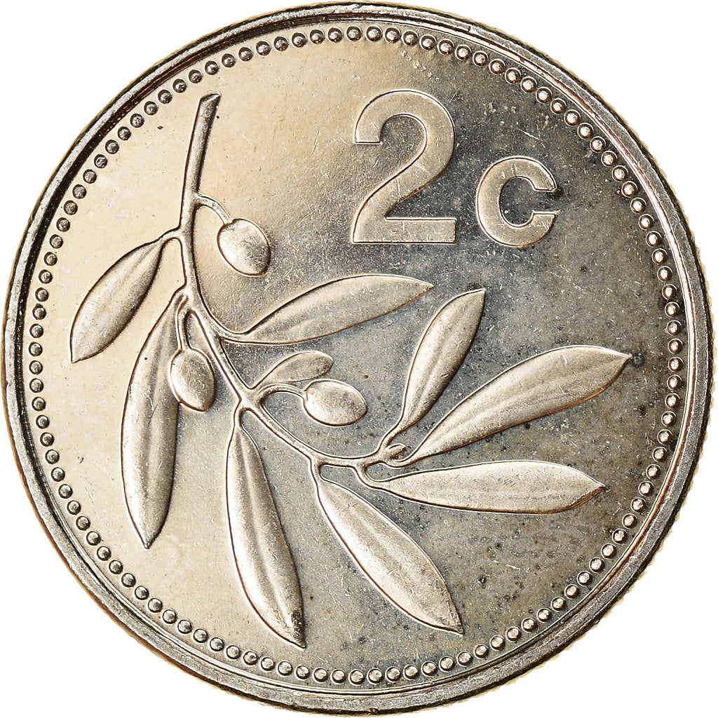Münze, Malta, 2 Cents, 2002, UNZ, Copper-nickel, KM:94