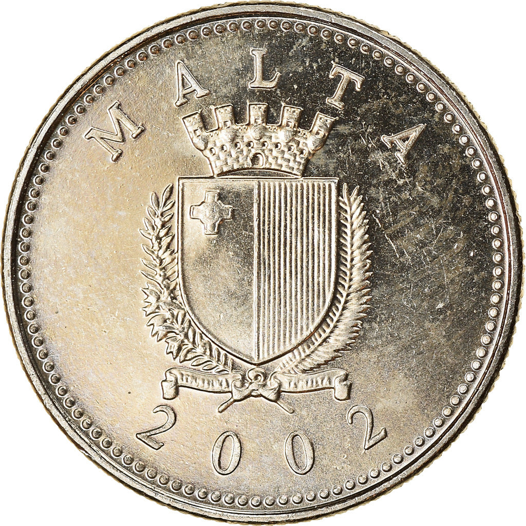 Münze, Malta, 2 Cents, 2002, UNZ, Copper-nickel, KM:94