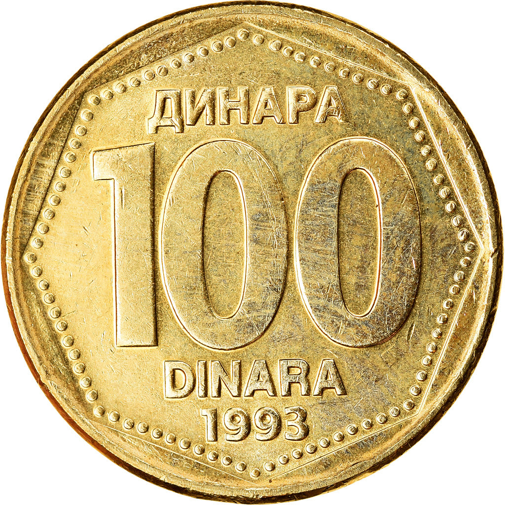 Münze, Jugoslawien, 100 Dinara, 1993, UNZ, Messing, KM:159