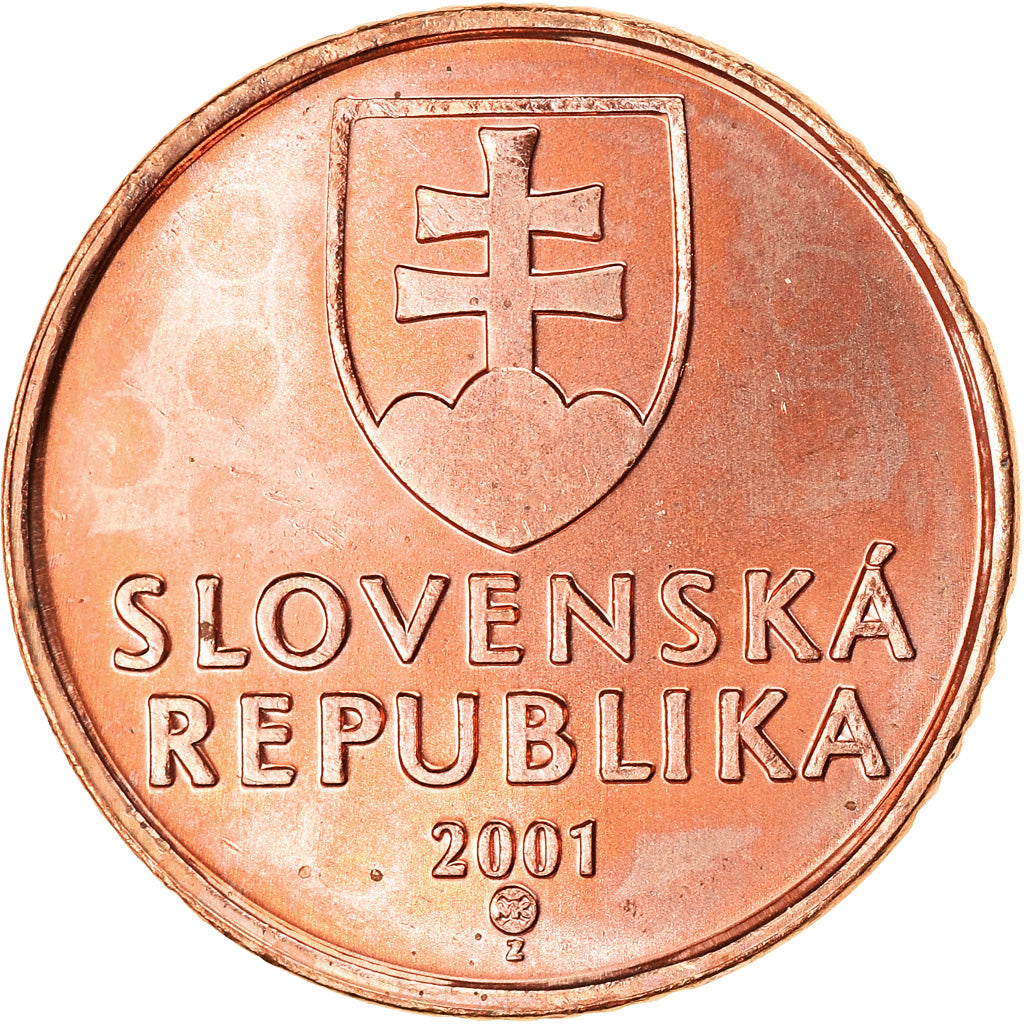 Moneta, Słowacja, 50 Halierov, 2001, MS(63), Miedź platerowana stalą, KM:35