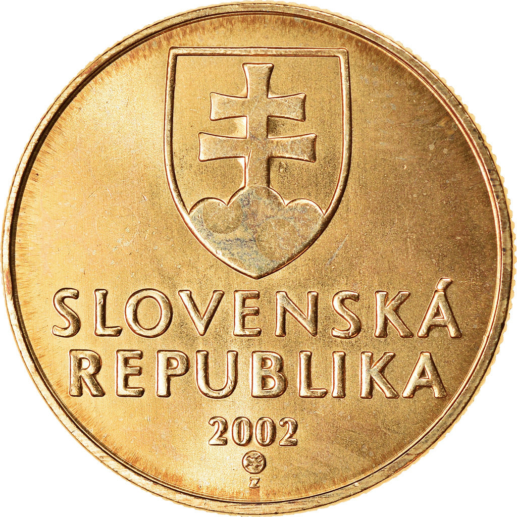 Munten, Slowakije, Koruna, 2002, UNC-, Bronze Plated Steel, KM:12