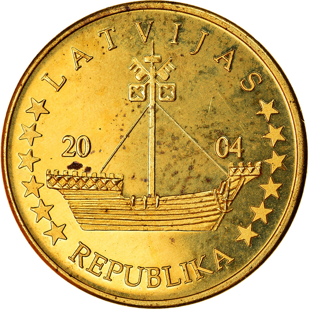 Latvia, 50 Euro Cent, 2004, unofficial private coin, MS(63), Brass