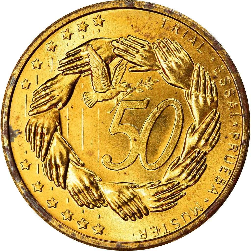 Latvia, 50 Euro Cent, 2004, unofficial private coin, MS(63), Brass
