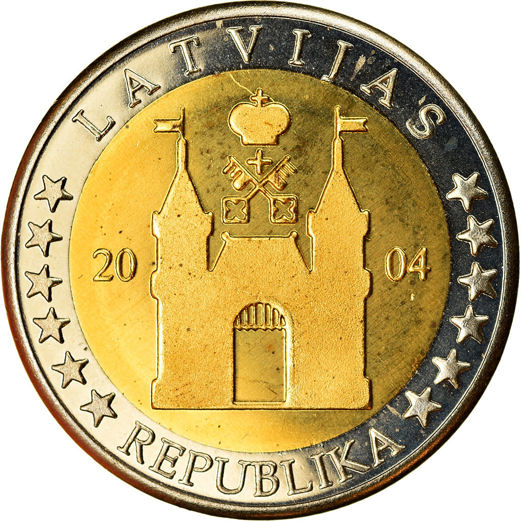 Lettonia, 2 Euro, 2004, unofficial private coin, SPL, Bi-metallico