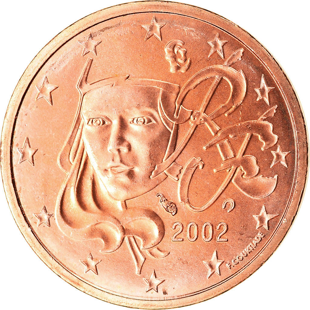 Francia, 2 Euro Cent, 2002, FDC, Acciaio placcato rame, KM:1283