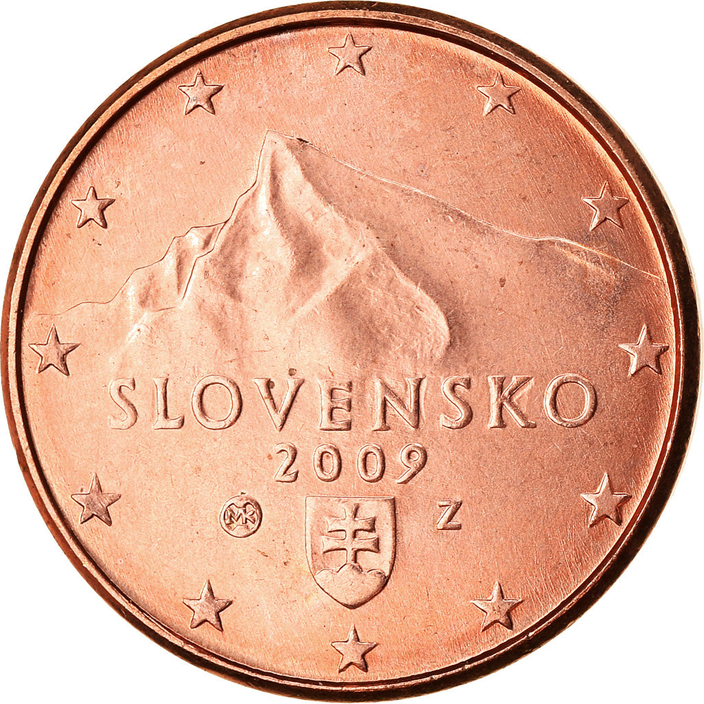 Słowacja, Euro Cent, 2009, Kremnica, MS(63), Miedź platerowana stalą, KM:95