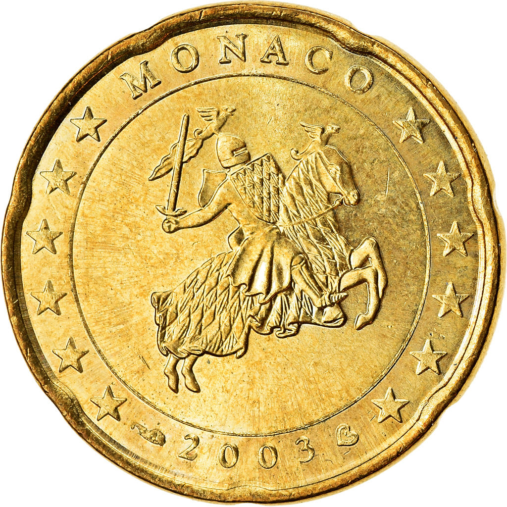 Monaco, 20 Euro Cent, 2003, UNZ, Messing, KM:171