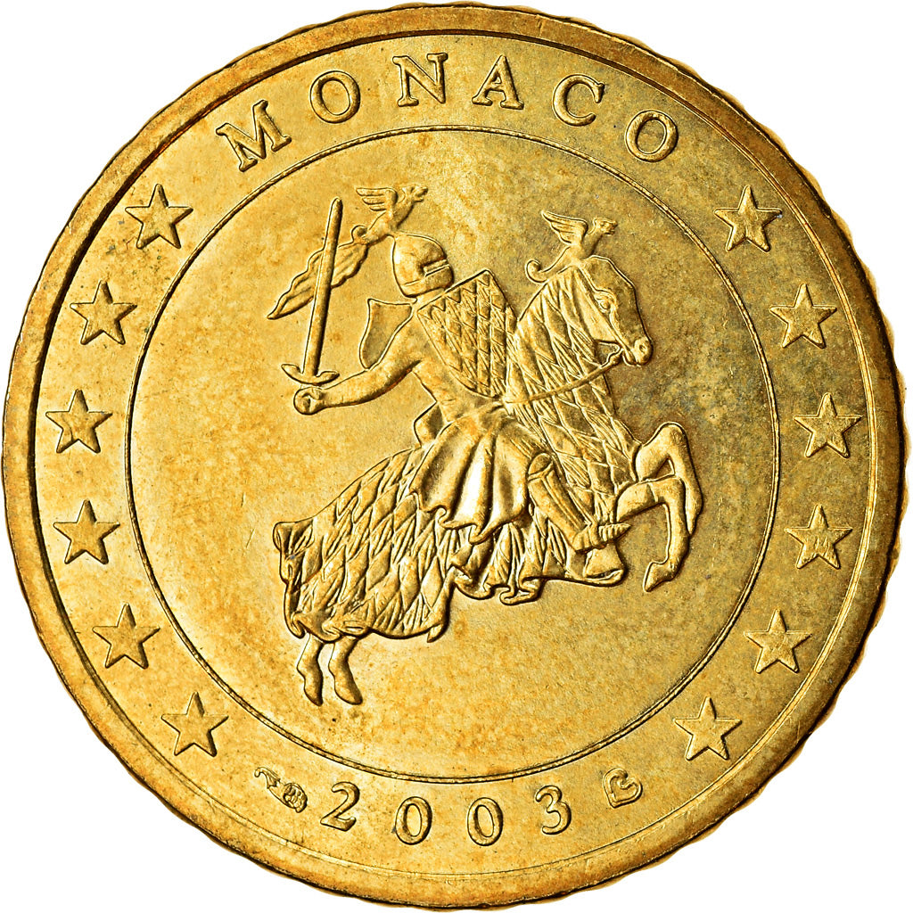 Monaco, 50 Euro Cent, Prince Rainier III, 2003, MS(63), Brass, KM:172