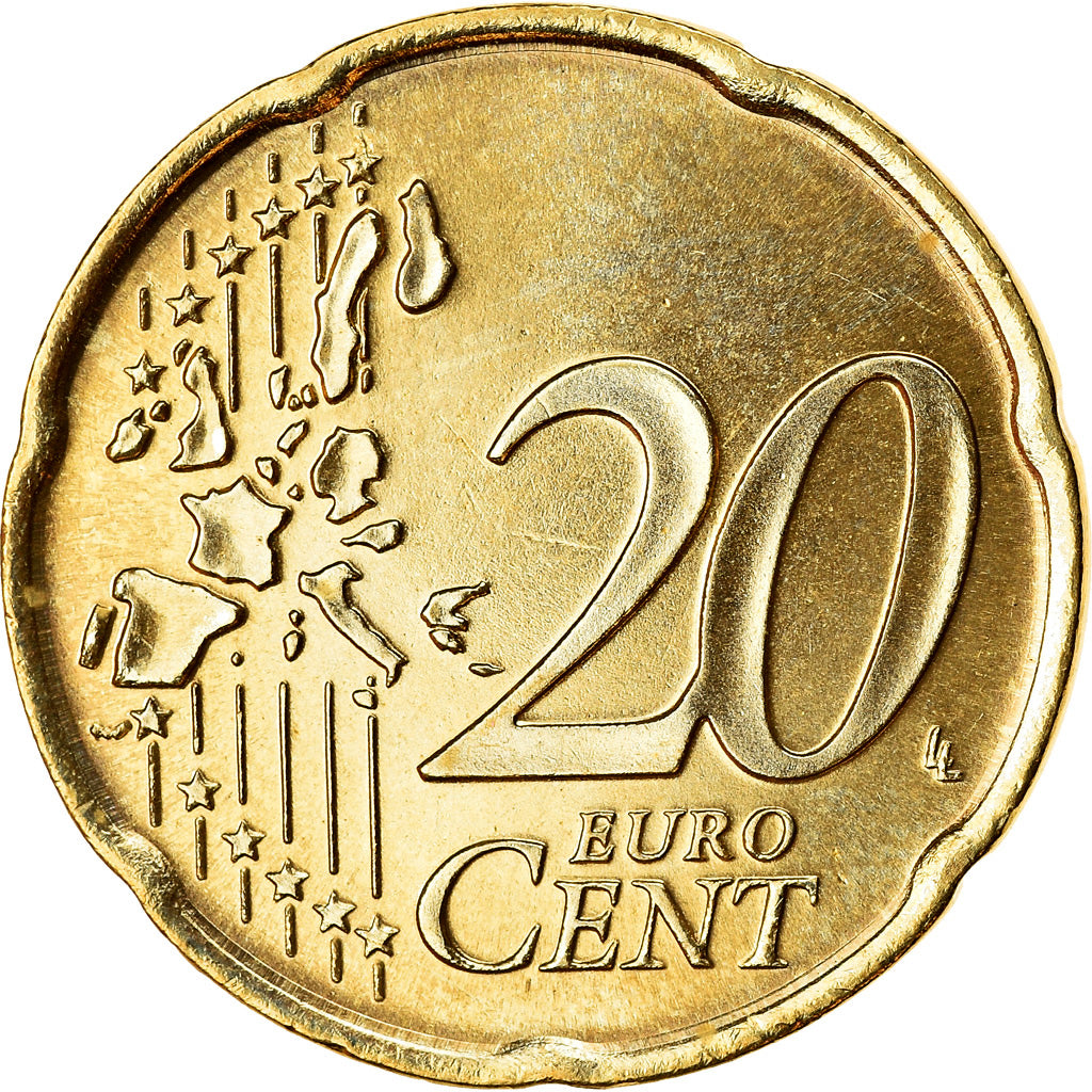 San Marino, 20 Euro Cent, 2002, MS(65-70), Brass, KM:444
