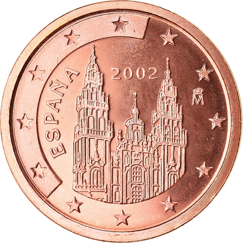 Spagna, 2 Euro Cent, 2002, FDC, Acciaio placcato rame, KM:1041