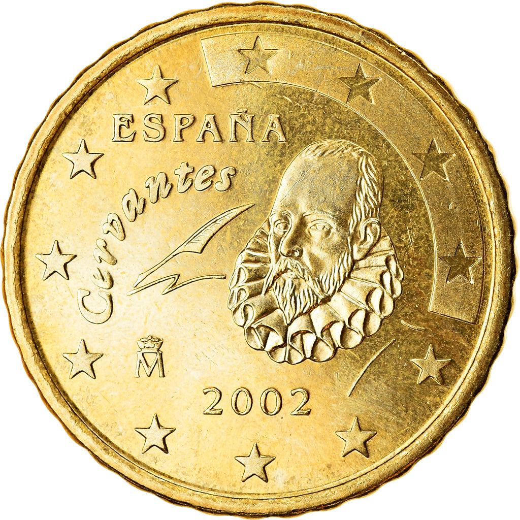 Hiszpania, 10 Euro Cent, 2002, Madrid, MS(65-70), Mosiądz, KM:1043