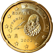 Espanha, 20 Euro Cent, 2002, MS(65-70), Latão, KM:1044