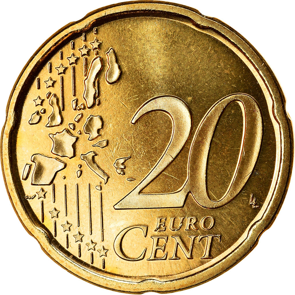 Spanien, 20 Euro Cent, 2002, STGL, Messing, KM:1044