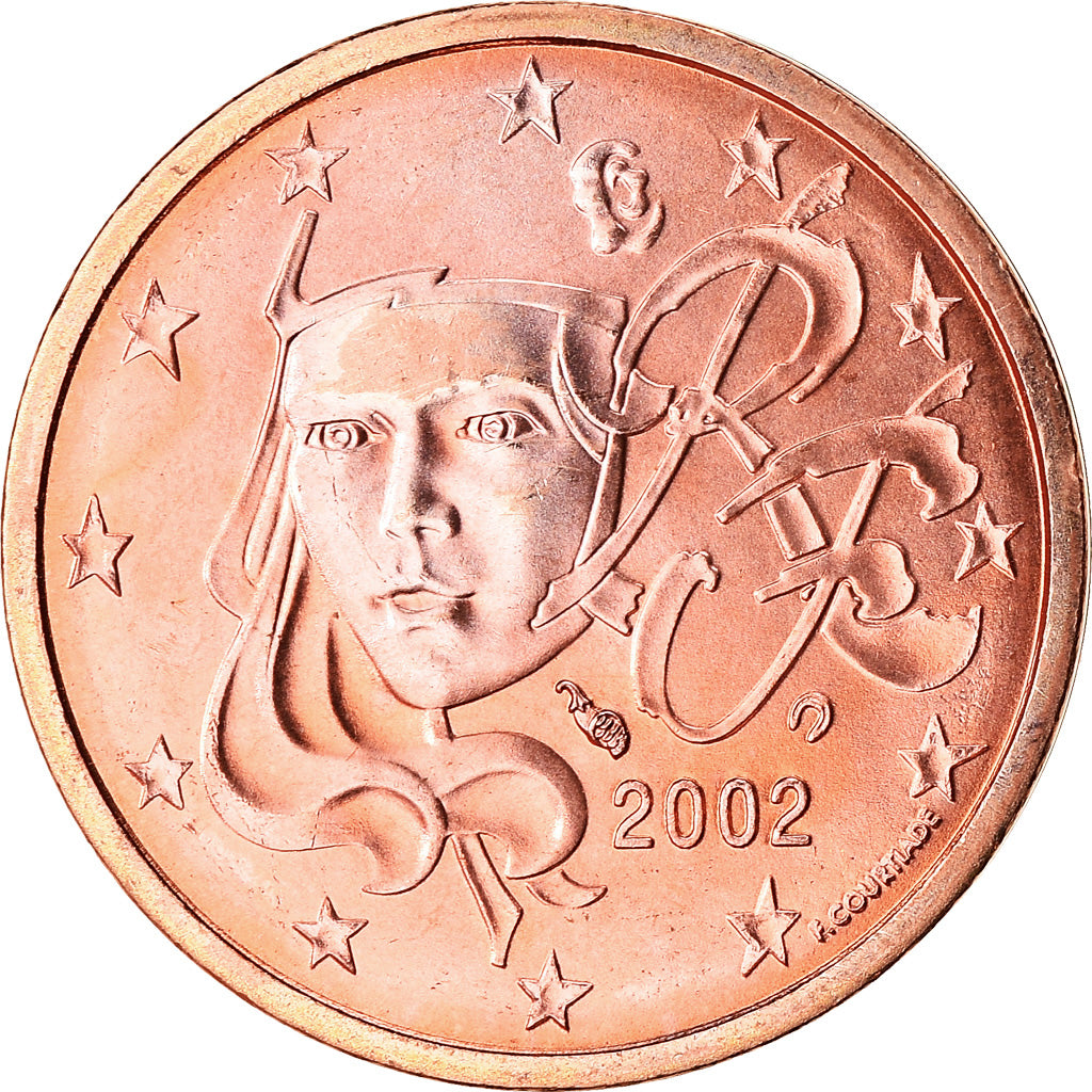 France, 2 Euro Cent, 2002, MS(65-70), Copper Plated Steel, KM:1283