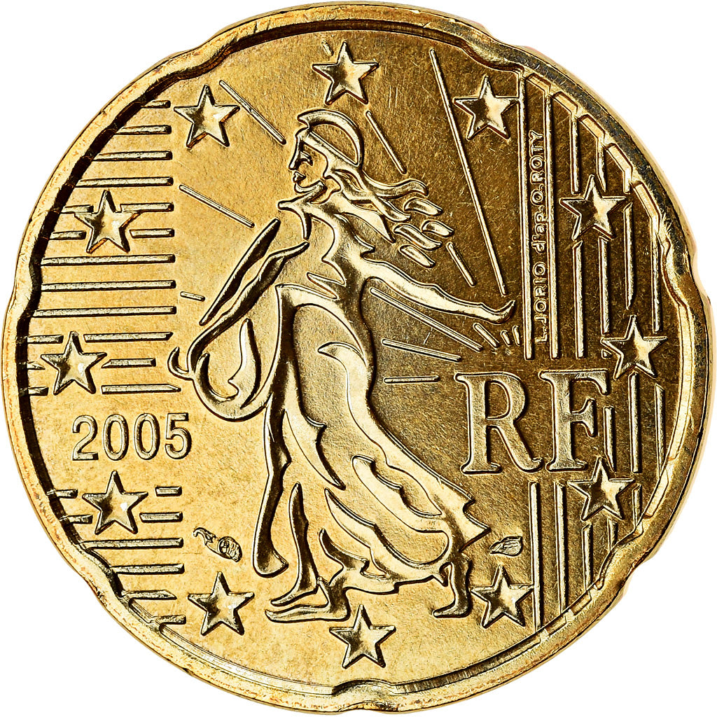 Francia, 20 Euro Cent, 2005, FDC, Latón, KM:1286
